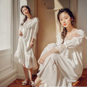 レディース 姫系 レース ネグリジェ 寝巻き マキシ丈