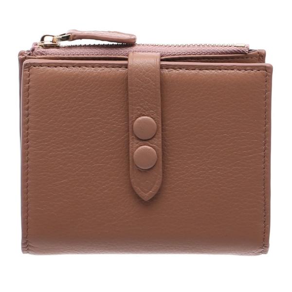 本革 二つ折り 折財布 コンパクト 財布 ピンクベージュ onlyou オンリーユー