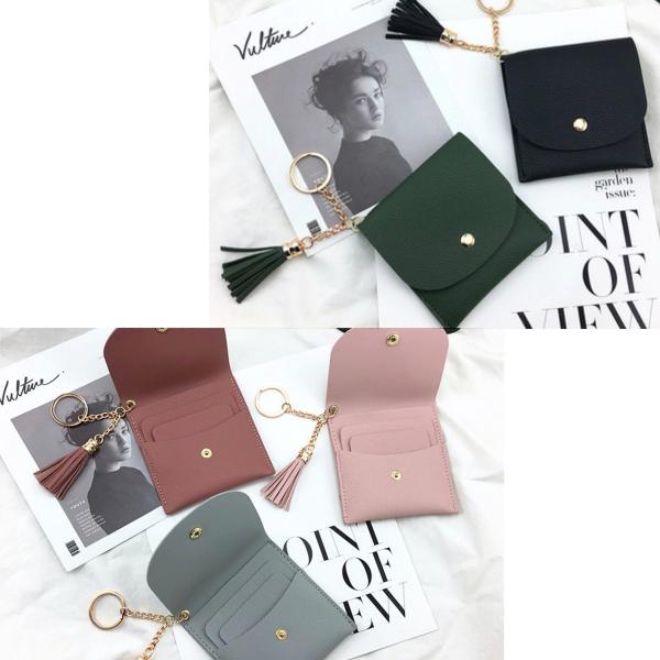 財布 折財布 カードケース 韓国 タッセルチャーム付きシンプルカードケース 使いやすい 小さめ シン...