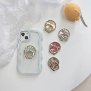 スマホリング バンカーリング 携帯リング スマホグリップ 韓国 magsafe マグセーフ 磁石 落下防止 スマホスタンド グリップトック シェル柄 オーロラ