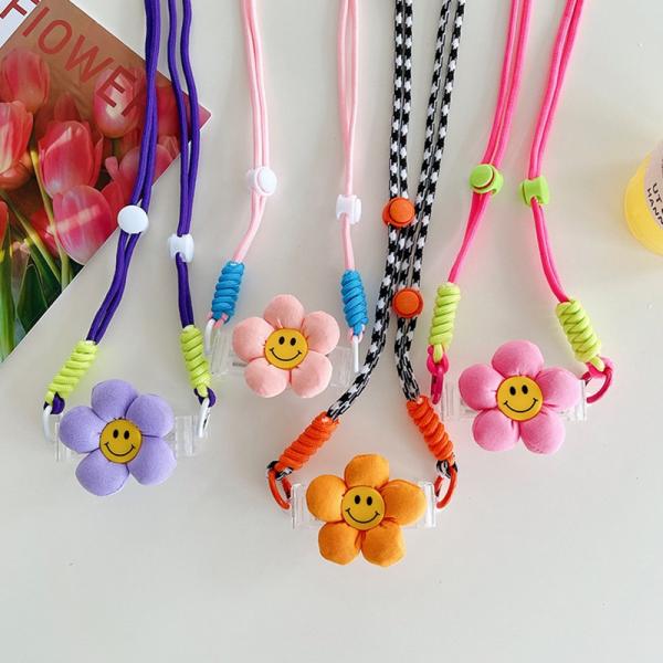ショルダーストラップ 韓国 スマホショルダー ネックストラップ スマイル フラワー 肩掛け カスタム...