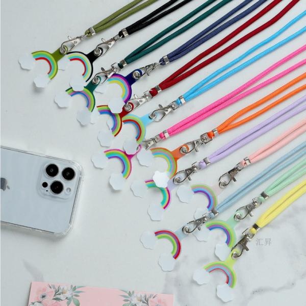 スマホショルダーストラップ 紐 携帯ストラップ iPhone スマホ 韓国 レインボー ホルダー 肩...