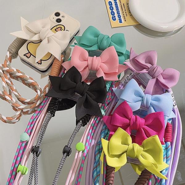 スマホショルダーストラップ 携帯ストラップ iPhone スマホ 韓国 リボン モチーフ 肩掛け カ...