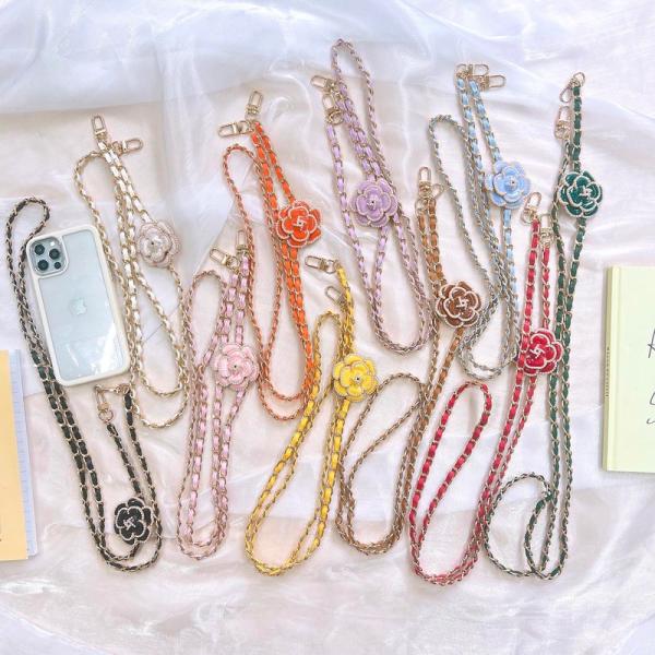 スマホショルダーストラップ 携帯ストラップ iPhone スマホ 韓国 チェーン フラワー 花 薔薇...