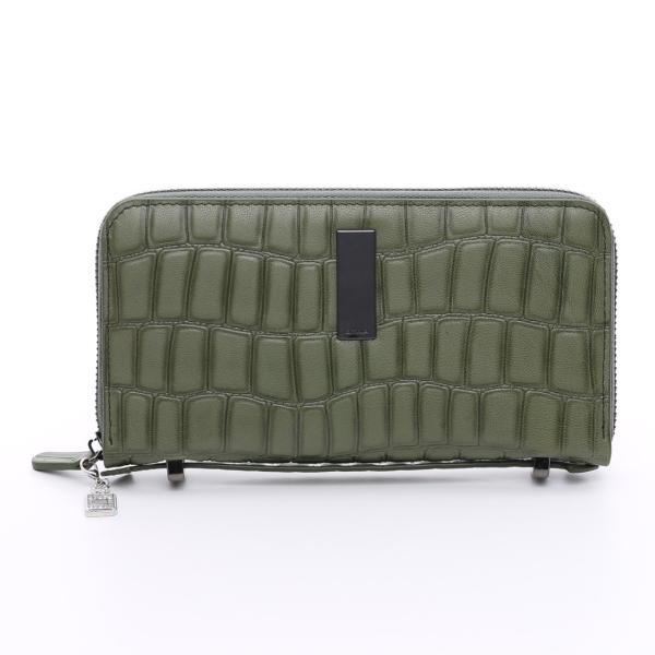 OMNIA オムニア クロコ ラウンド ファスナー 長財布 本革 サイフ レディース かぶせ クロコ...