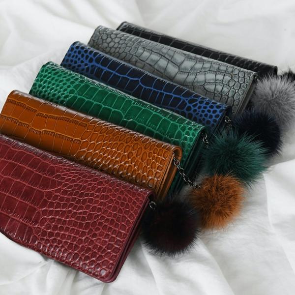 OMNIA オムニア 韓国 長財布 クロコ柄 本革 レザー コンパクト シンプル サイフ かぶせ 被...