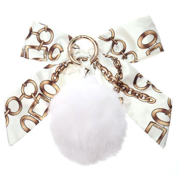 FROMb フロムビー ラビットファー スカーフ リボン バッグチャーム キーリング レディース o...