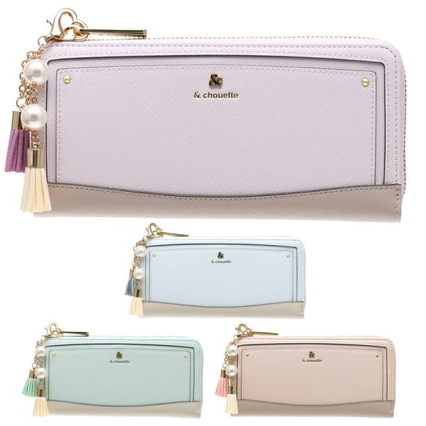 サマンサタバサ &amp;シュエット L字 ラウンド ファスナー ゴールド ロゴ 長財布 財布 レディース ...