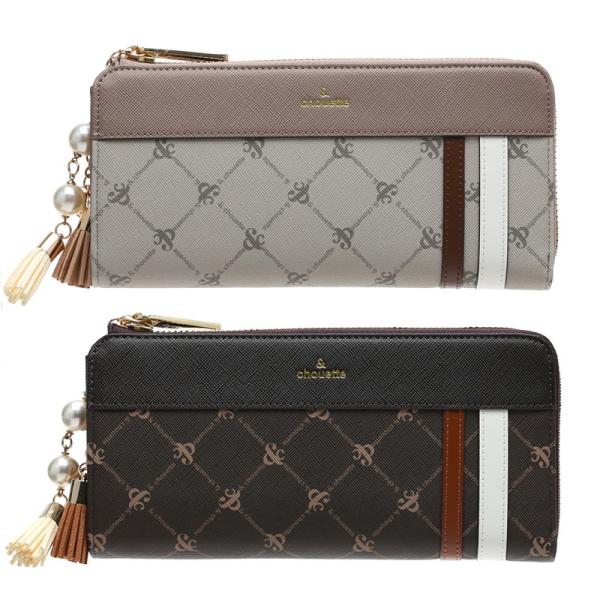 サマンサタバサ &amp;シュエット L字 ラウンド ファスナー モノグラム 総柄 長財布 財布 レディース...