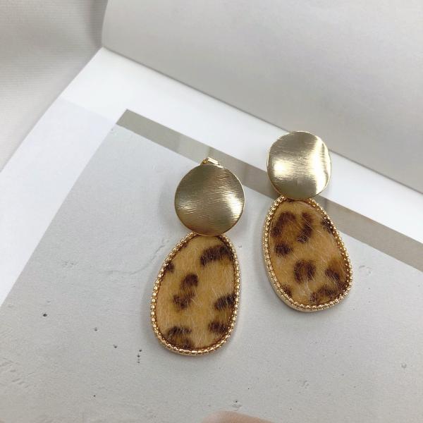 ピアス レディース アクセサリー 韓国 シンプル ゴールドサークルレオパード レオパード ヒョウ柄 ...