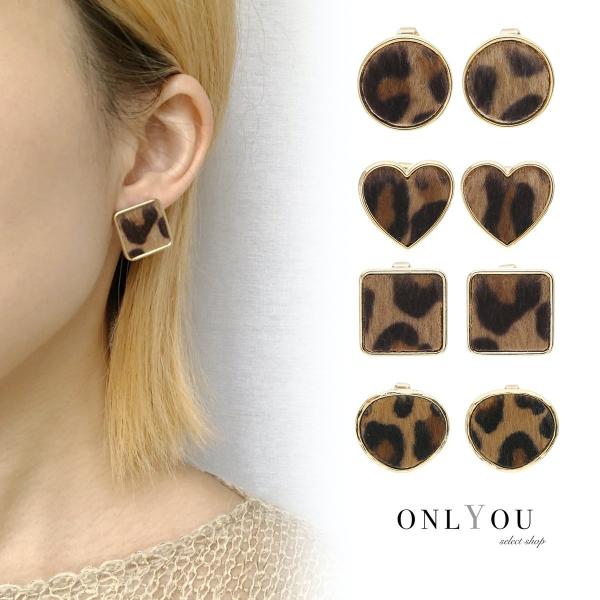 ピアス レディース アクセサリー 韓国 シンプル シンプルレオパード レオパード ヒョウ柄 秋冬 小...