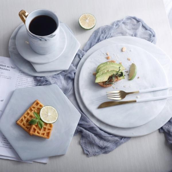 インテリア雑貨 おしゃれ 雑貨 韓国 インスタ映え 小物 大理石柄 プレート 撮影小物 磁器 ヘキサ...