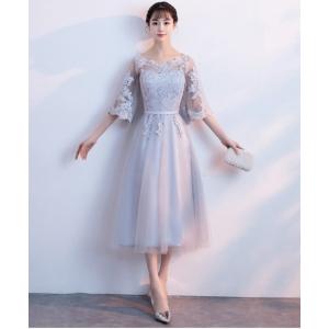 レース 刺繍 フリル チュール 膝下 ロングワ...の詳細画像1