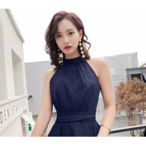 ホルターネック ドレス リボン マキシ ワンピ...の詳細画像3