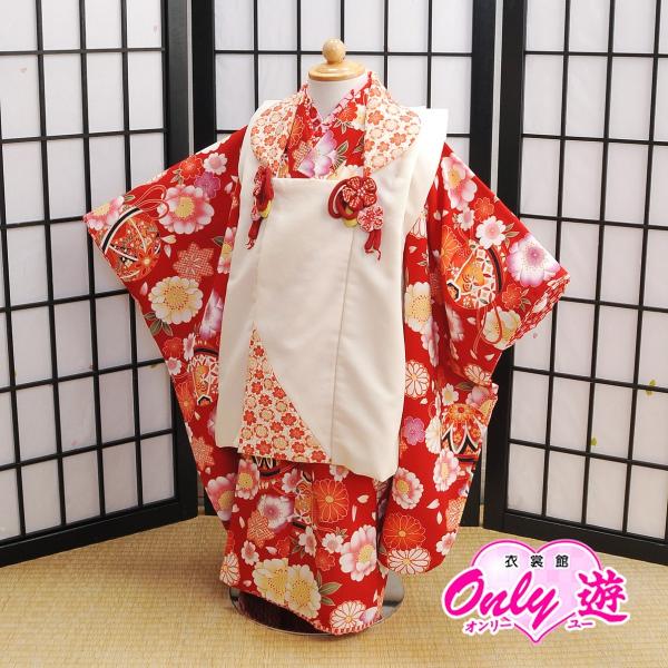 B18-0330/被布セット/レンタル/女の子/花夢二/03-156OI/七五三/3歳/オフホワイト...