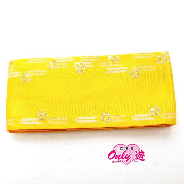 袴下帯/27-OB-0302BN/リバーシブル/柄入/梅と矢羽根/黄×オレンジ/レディース/卒業式/...