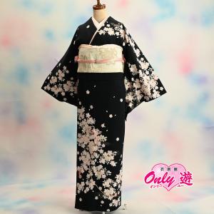 【訪問着セット】/レディース/JAPAN STYLE/30-036NK/24-036KZ/Lサイズ//結婚式/入学式/卒業式/レンタル/訪問着/フォーマル/黒/ポリエステル/着物レンタル｜onlyyou