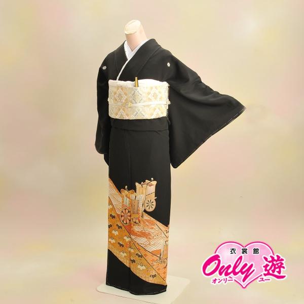 留袖セット/レディース/40-022BN/Mサイズ/結婚式/レンタル/黒留袖/フォーマル/五ツ紋/五...
