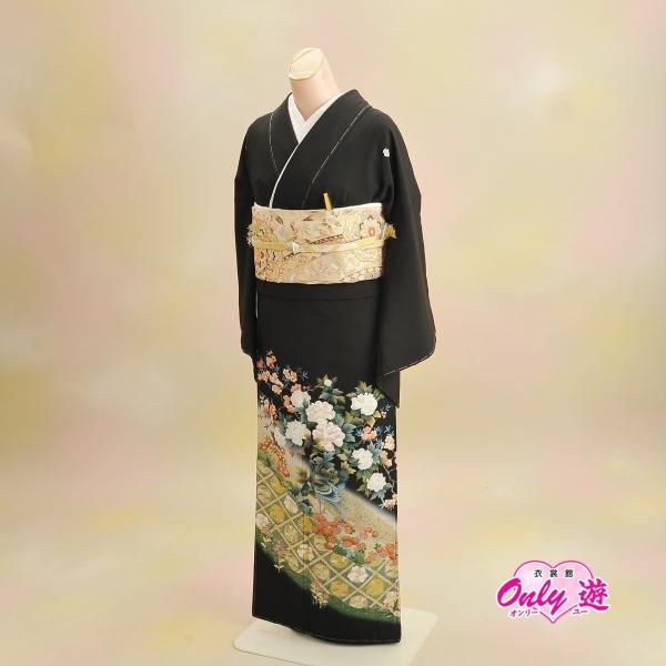 留袖セット/レディース/40-025BN/Mサイズ/結婚式/レンタル/黒留袖/フォーマル/五ツ紋/五...