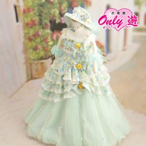 A26-0690/IM/子供ドレス/トレーンドレス/ぷちぷり/レンタル/女の子/7~8歳用/120cm/パステルグリーン/フリルドレス/