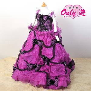 A24-0690/IM/子供ドレス/トレーンドレス/ぷちぷり/G120-23IM/レンタル/女の子/6~7歳用/120cm/パープル/フリルドレス/