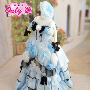 A23-0580/IM/子供ドレス/トレーンドレス/SEIKO MATSUDA KIDS DRESS/レンタル/女の子/7~8歳用/120cm/ブルー/バラ/