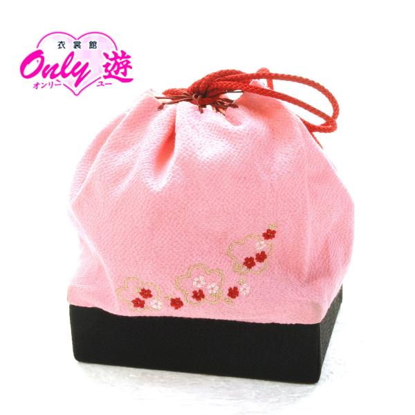 巾着/レディース/KN-310/卒業式/街着/ゆかた/レンタル/ちりめん/ピンク/刺繍/着物レンタル