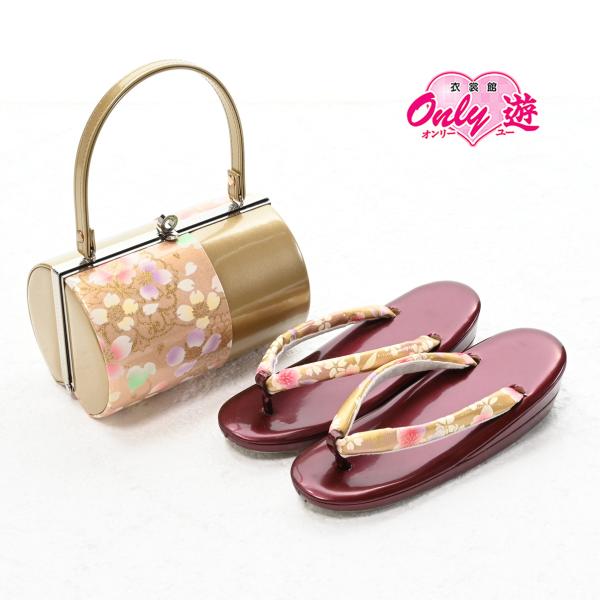 草履バッグセット/エナメル/ZB-699NB/Mサイズ/振袖/草履/バッグ/合皮/レンタル