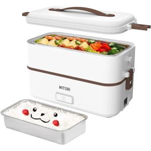 MITORI 2段式 コロナ感染抑える高速弁当箱炊飯器 0.5-1.5合 ひとり暮らし用 蒸し 炊き 温め機能付き 1台3役 小型 一人用 米もおかず｜onmitu