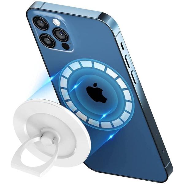 最新強化ミルクホワイト enGMOLPHY MagSafe対応スマホリングホルダー, iPhone ...