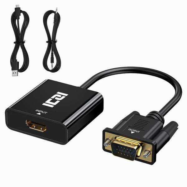 ICZI HDMI VGA変換アダプタ HDMI(メス) to VGA（オス ） 変換 音声出力 H...