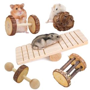 ハムスター 小動物用 おもちゃ 噛む 玩具 木製 かじり木 モルモット フェレット オモチャ ストレス解消 (5種類セット)｜onna