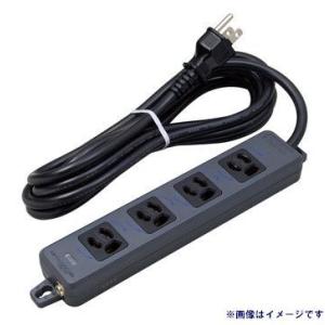 MR7904TJ3BB 明工社 横形OA用抜け止め接地タップ4個口 ランプ マグネット付 VCTF3m接地プラグ付 黒