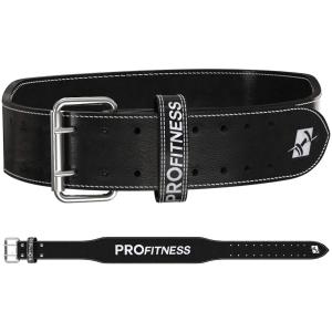 ProFitness 本革ウェイトリフティングベルト 男女兼用 耐久性 快適 調節可能 バックル付き 腰を支える 重量挙げスクワット用 ブラック/ホワイト Mサイズ｜onotaku-store