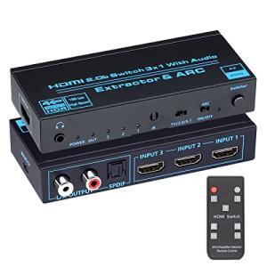 BLUPOW 4K60Hz・HDR対応 HDMI2.0切替器 3入力1出力 + 音声分離（光デジタル・R/L・3.5mm音声出力）セレクター