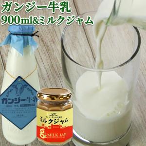 生乳100％ 希少なガンジー牛乳 900ml＆濃厚 手作りミルクジャム 140g セット  ホモゲナイズ 久住高原 ガンジー牧場 送料無料｜onsenken-oita