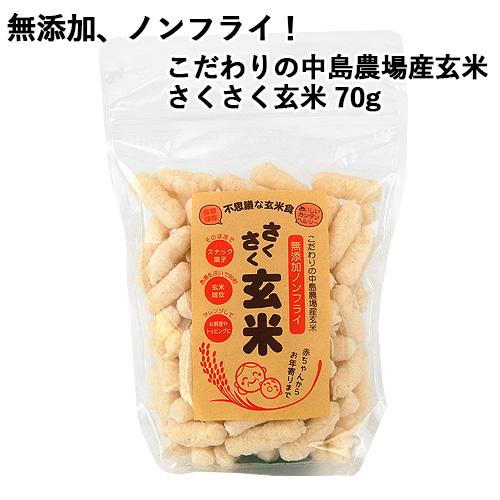 こだわりの中島農場産玄米 さくさく玄米 70g 無添加 ノンフライ 長期保存可能 不思議な玄米食 中...