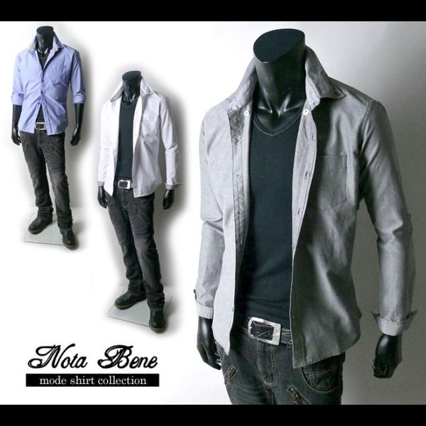 Nota Bene 無地ロールアップ長袖ボタンダウンシャツ