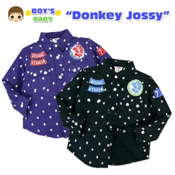 送料無料 男児ベビー シャツ Donkey Jossy ワッペン付き ネルスカルドット柄シャツ80c...