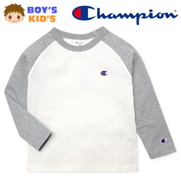 送料無料 男児 キッズ 長袖 Tシャツ Champion/チャンピオン 本体綿100％ 110cm ...