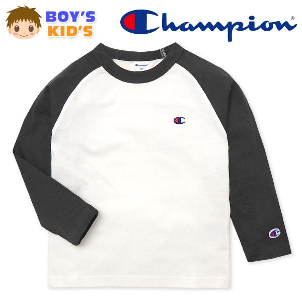 送料無料 男児 キッズ 長袖 Tシャツ Champion/チャンピオン 本体綿100％ 110cm ...