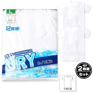 送料無料 2枚組セット 紳士 メンズ 吸汗速乾 半袖 丸首 シャツ DRY 鹿の子 サラッと快適 綿混 アンダーウェア インナー 下着 yg-2162 メール便対応｜onstyle