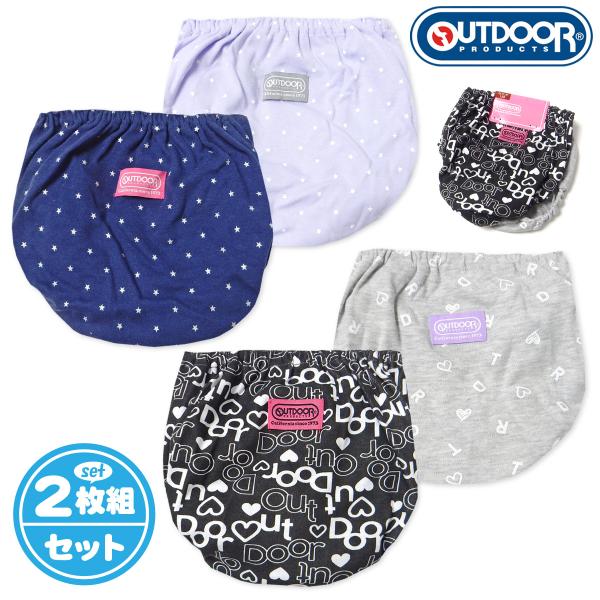 送料無料 2枚組セット 女児 ジュニア ショーツ OUTDOOR/アウトドア 星柄 ロゴ柄 タグ装飾...