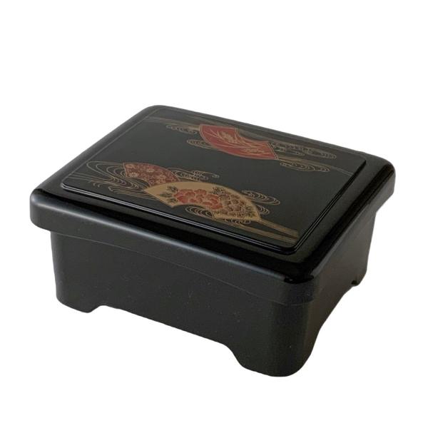 象足丼重　パール扇面内朱塗 16.8×14.3×7.6cm 漆器 丼重 懐石用 うな重 器 うな重箱...