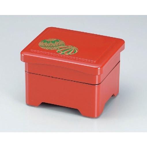 若丸丼重　古代朱まり内朱 16.6×14.2×11.3cm 2段 漆器 うな重 器 うな重箱 和食器...