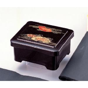 （小）象足丼重　茶パール扇面内朱塗 14.2×12.5×7cm