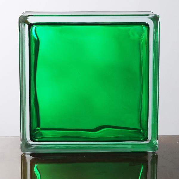 ガラスブロック 送料無料 6個セット 高品質 80mm厚 インカラーグリーン