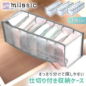 メッシュ収納ケース 仕切り付き スリム  3個セット 小物 衣類収納 下着 靴下 ネクタイ 収納 ブラジャー ポイント消化