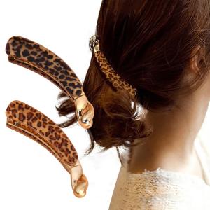 バナナクリップ 2点セット レオパード柄 ヒョウ柄 レオパード ヘアクリップ ヘアアクセサリー 髪飾り 髪留め ヘアアクセ