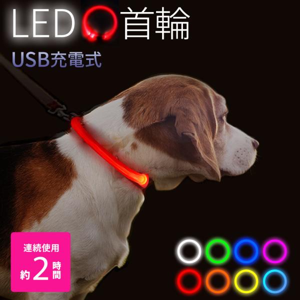 お散歩ライト LED シリコン 犬 ペット ペット首輪 USB充電式 セーフティーライト 小型犬 中...